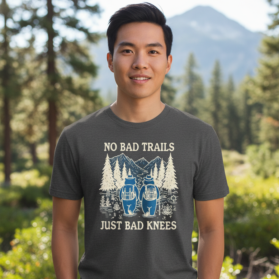 No Bad Trails Just Bad Knees Shirt, Funny Hiking Shirt