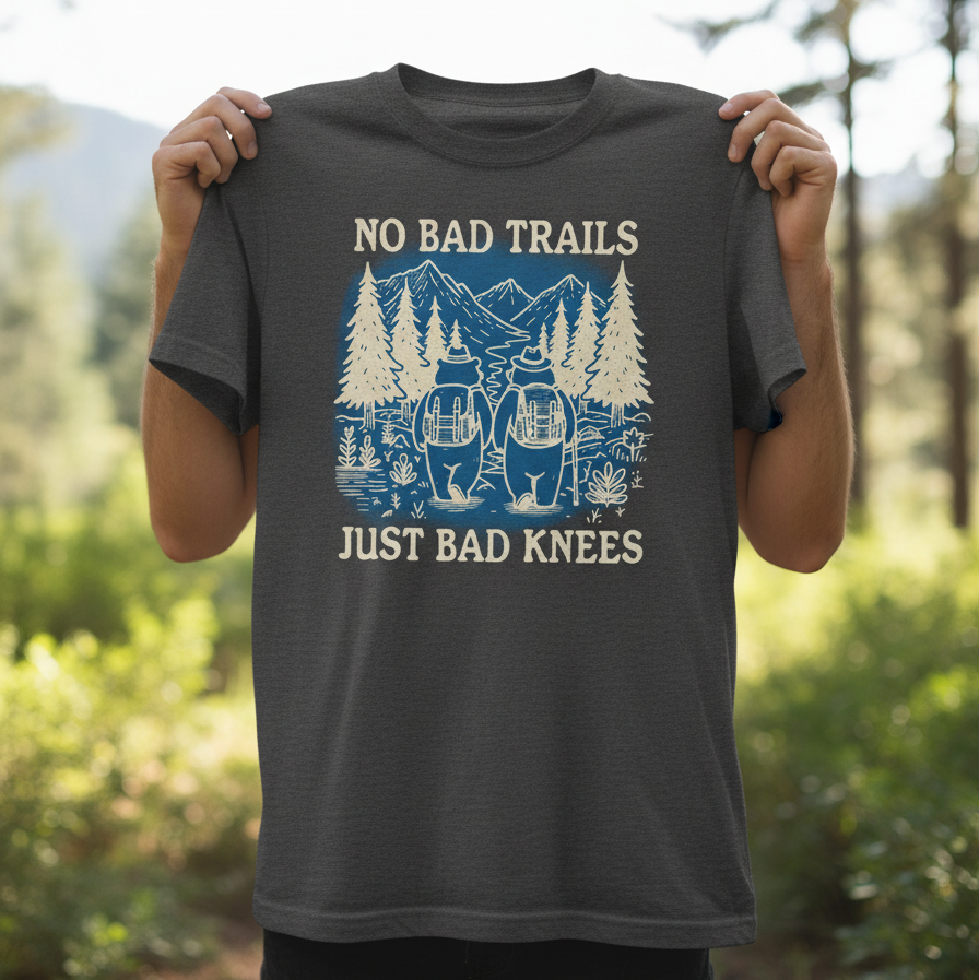 No Bad Trails Just Bad Knees Shirt, Funny Hiking Shirt