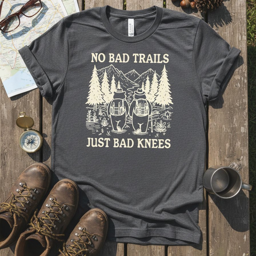 No Bad Trails Just Bad Knees Shirt, Funny Hiking Shirt