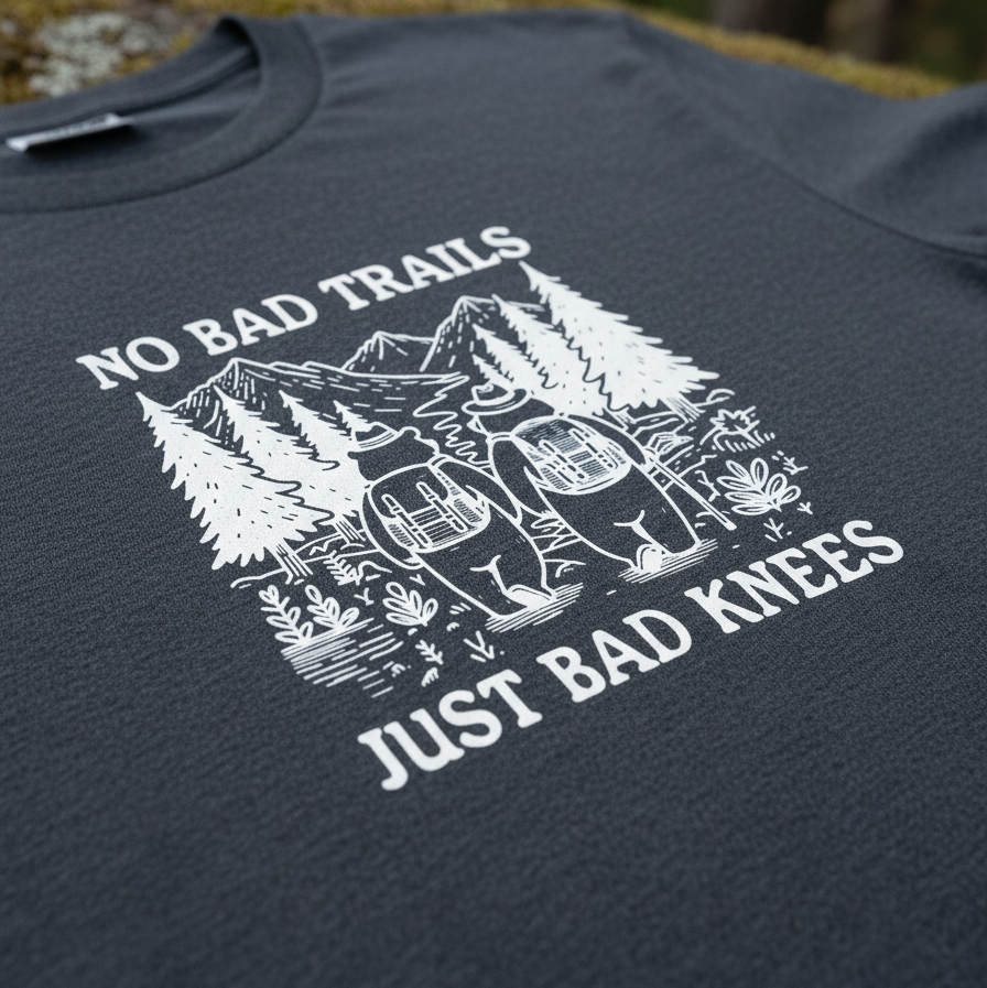 No Bad Trails Just Bad Knees Shirt, Funny Hiking Shirt