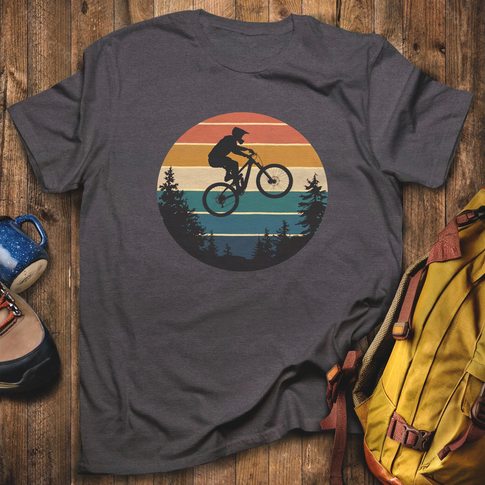 Mountain Biking Retro Sunset T-Shirt