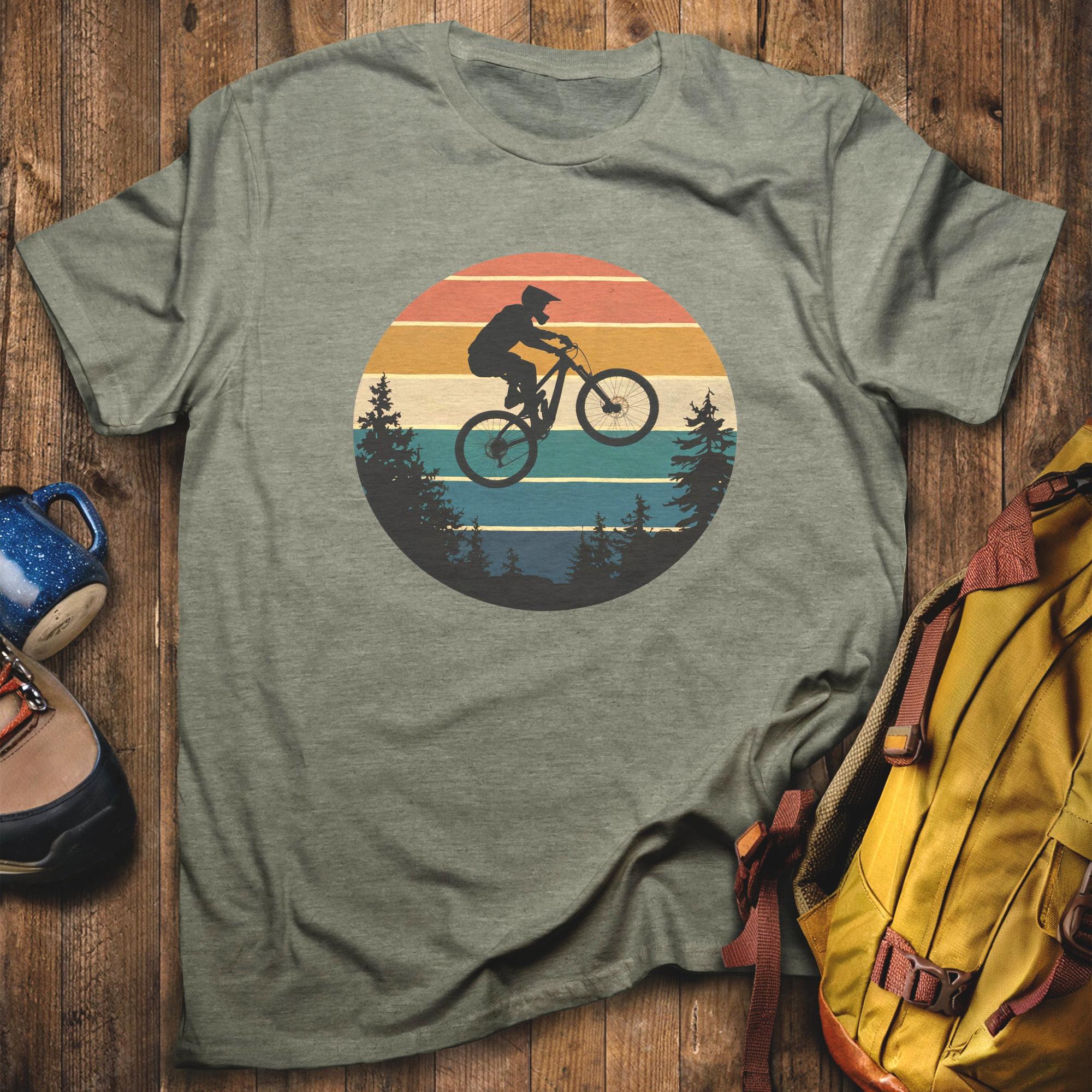 Mountain Biking Retro Sunset T-Shirt