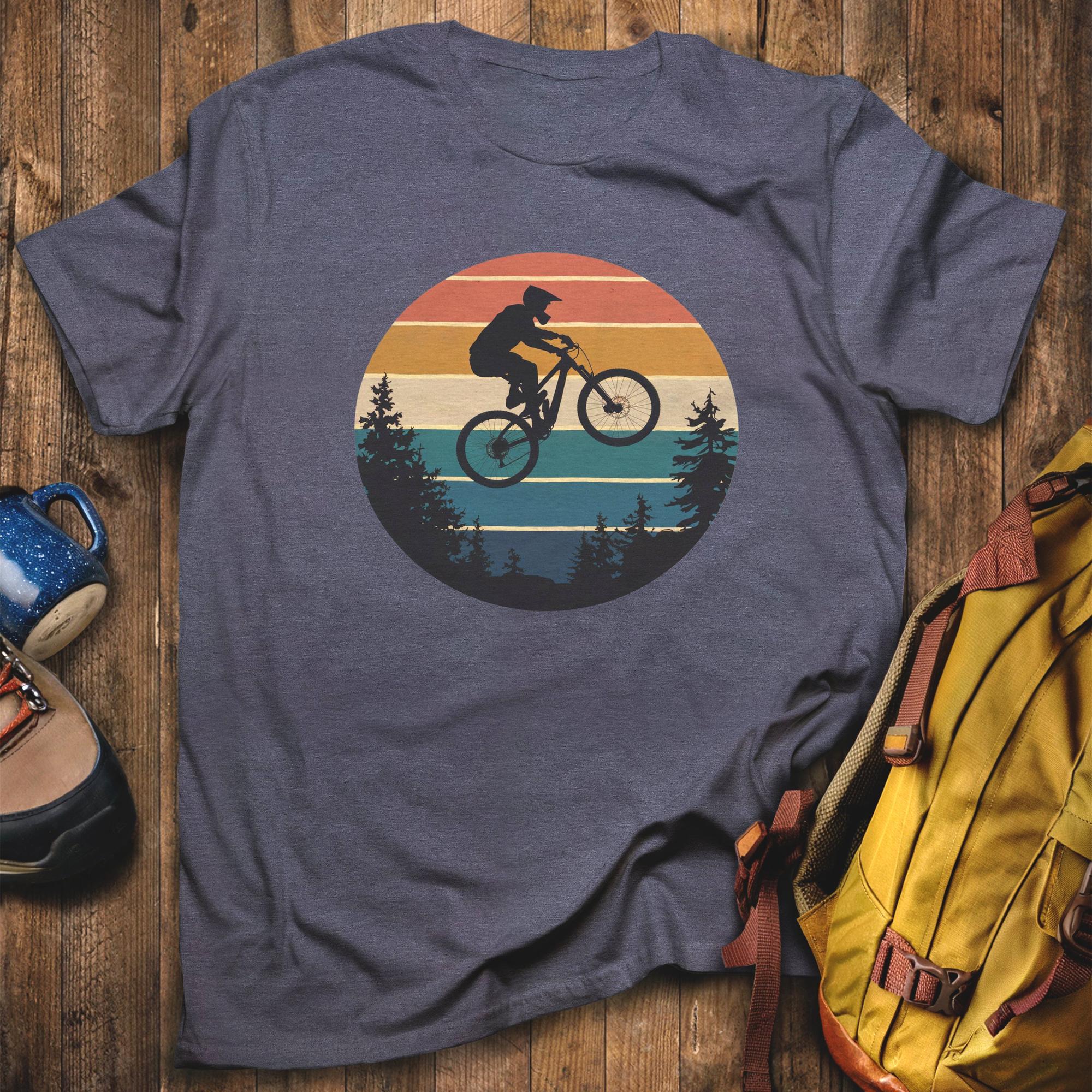 Mountain Biking Retro Sunset T-Shirt