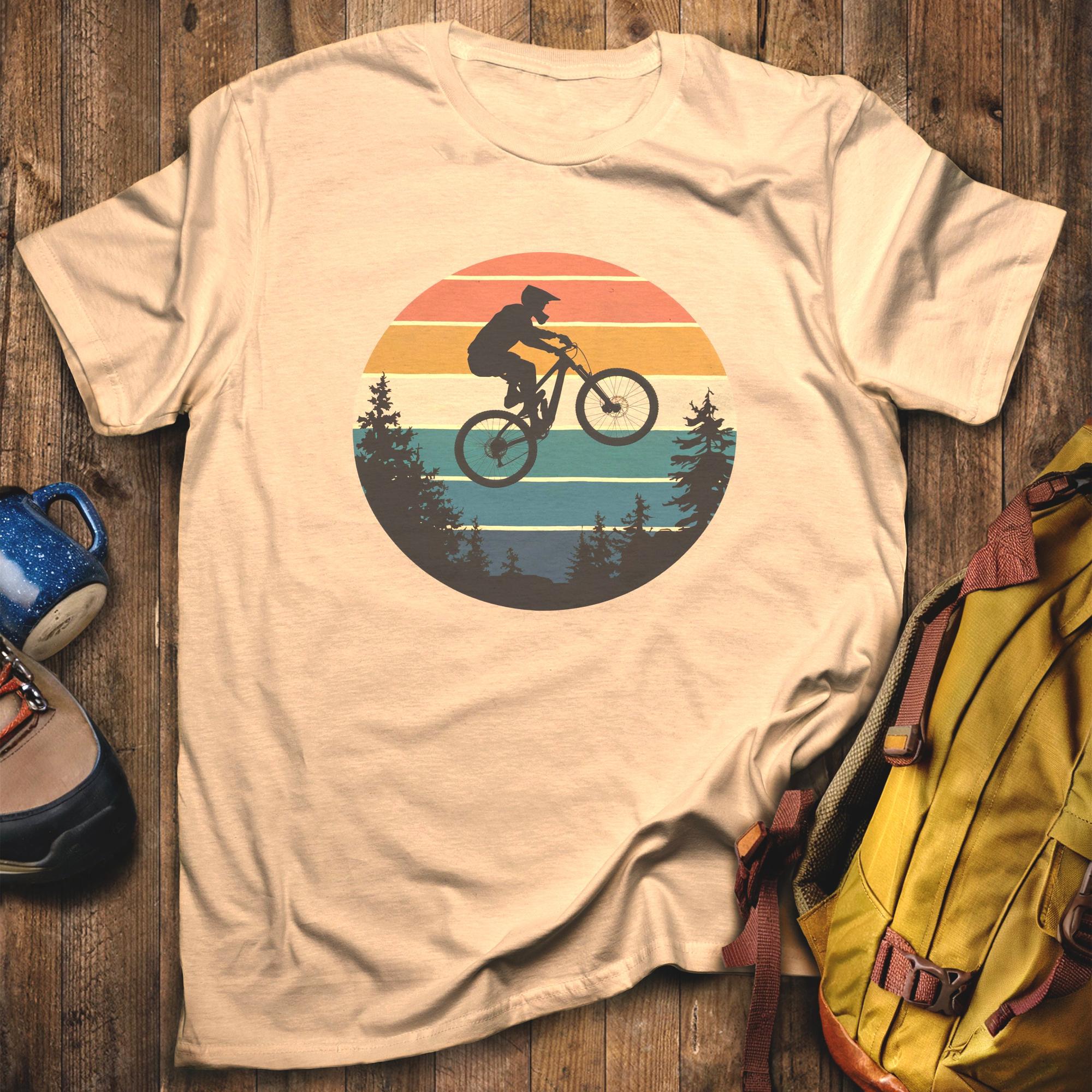 Mountain Biking Retro Sunset T-Shirt