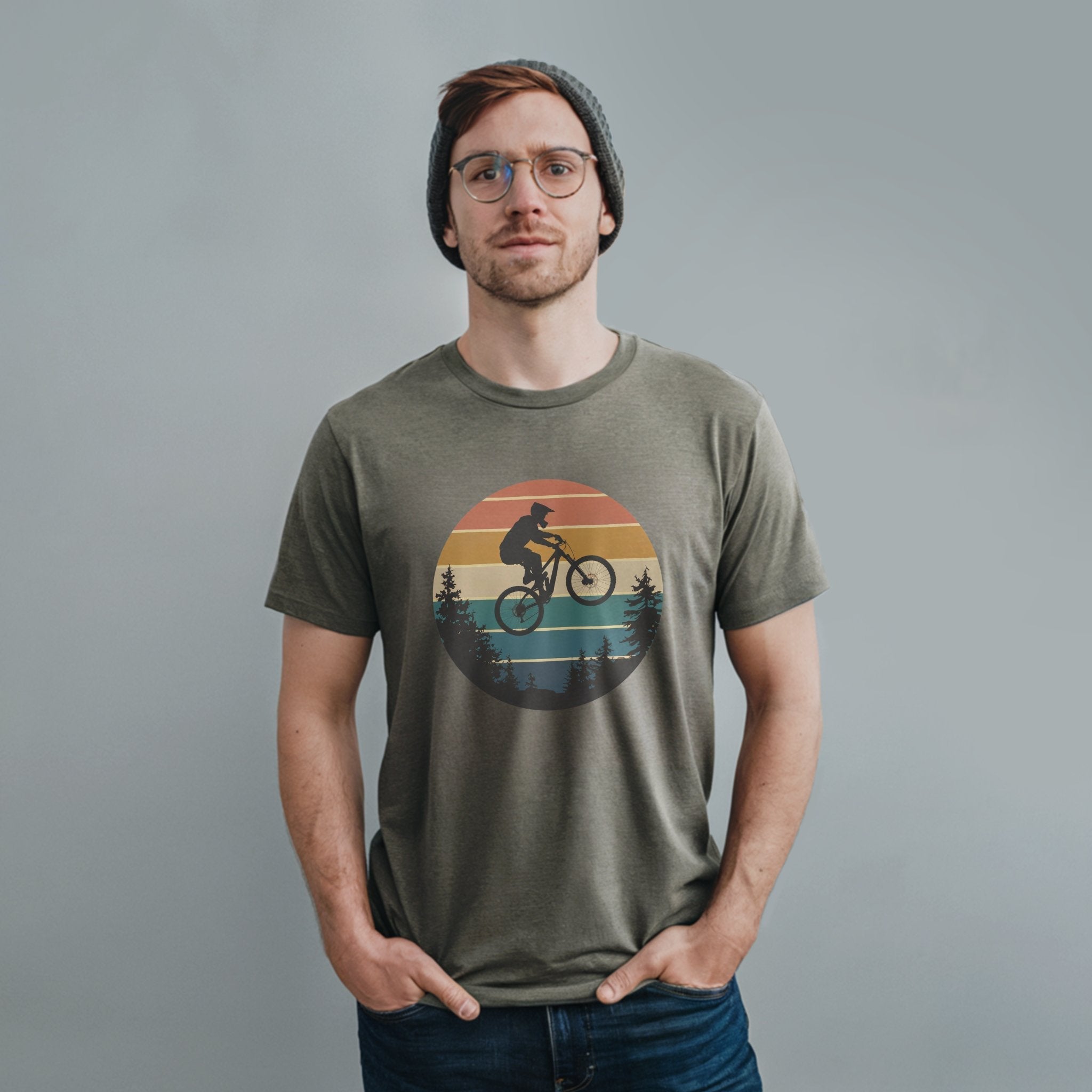 Mountain Biking Retro Sunset T-Shirt