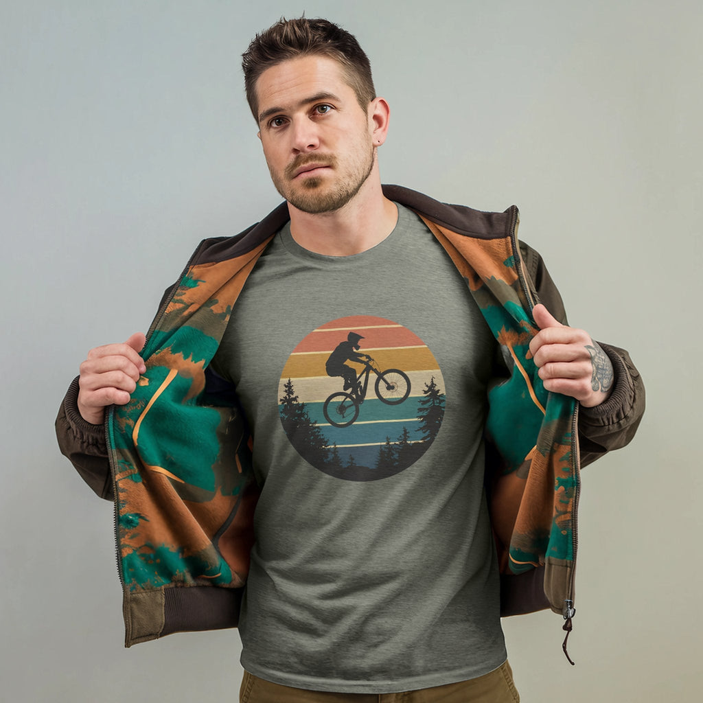 Mountain Biking Retro Sunset T-Shirt